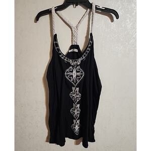 Maurices Plus Size 2 Womens Razorback Tank Embroidered Black
